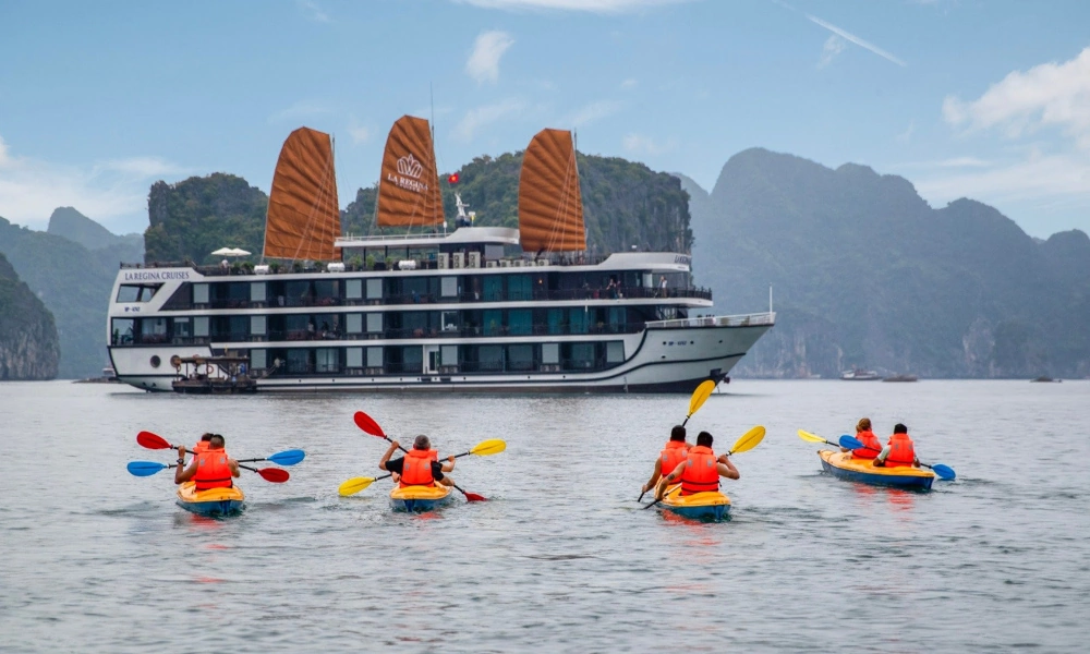 Kayaking and Swimming. Family-Friendly Activities in Halong Bay